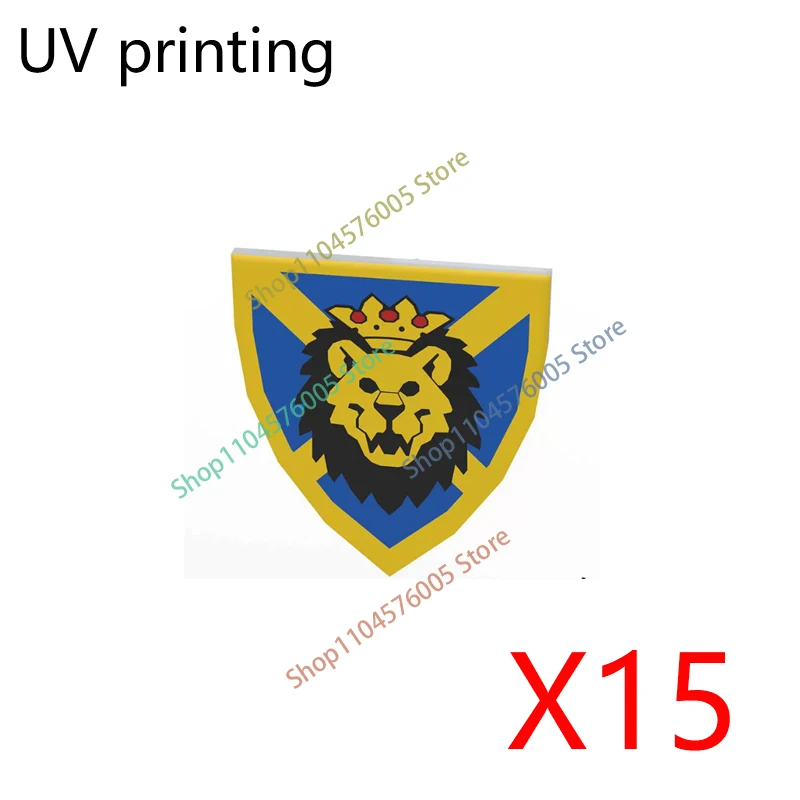 MOC Mittelalterliches Zubehör Bausteine Löwe Schwarzer Adler Dämon Drache Königreich Tempelritter Figuren Flagge Schild Spielzeug Geschenke T31