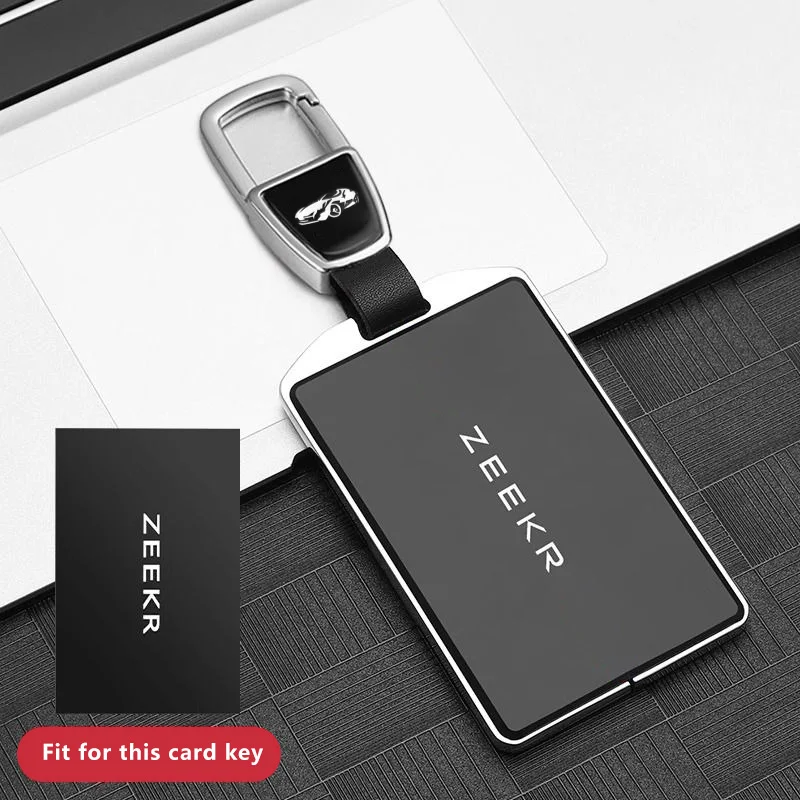 ZEEKR 001 009 X NFC 카드 용 아연 합금 가죽 자동차 키 케이스 스마트 원격 커버 쉘 키 체인 홀더 Fob 자동차 액세서리
