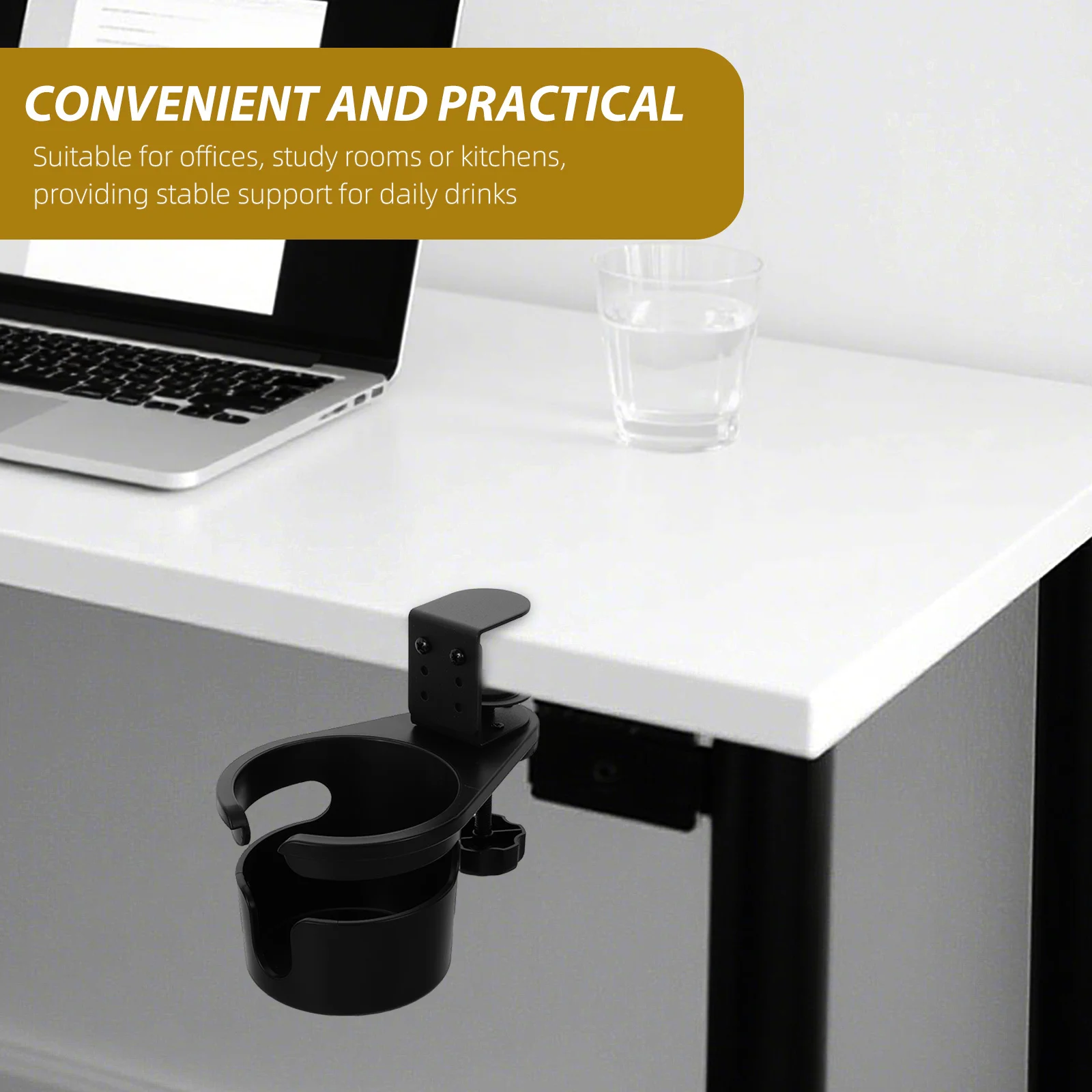Morsetto portabicchieri per scrivania Morsetto regolabile da 63 mm senza ribaltamento su supporto girevole per porta bottiglie d'acqua da tavolo