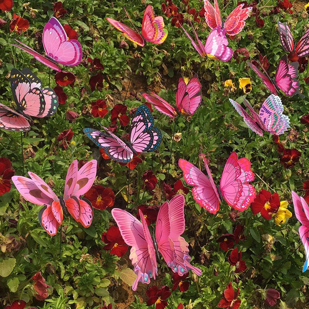 

20Pcs Simulation Butterflies Garden Stakes Decorative Outdoor Yard Decorations Floral Pot Plant Stakes Garden Ornament Gardening