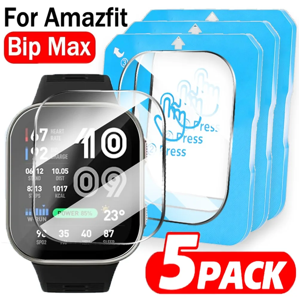 

1-5pcs 9h Hardness Tempered Glass for Amazfit BIP MAX Screen Protectors with Auto-alignment Install Kit HD Glass Protective Film