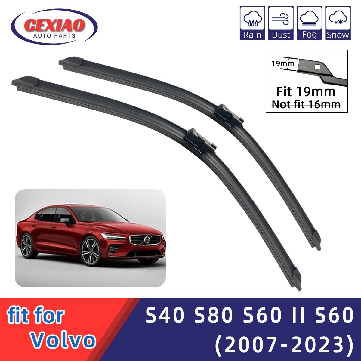 

Для Volvo S40 S80 S60 II S60 передний стеклоочиститель General Motors Многофункциональный двойной резиновый полосатый стеклоочиститель оптом