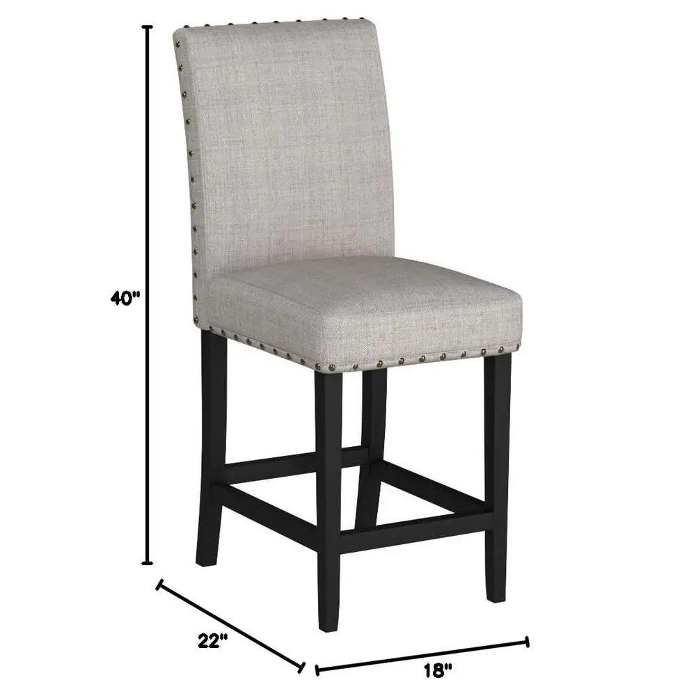 

Tan Fabric Counter Height Stools with Nailhead Trim, Set of 2