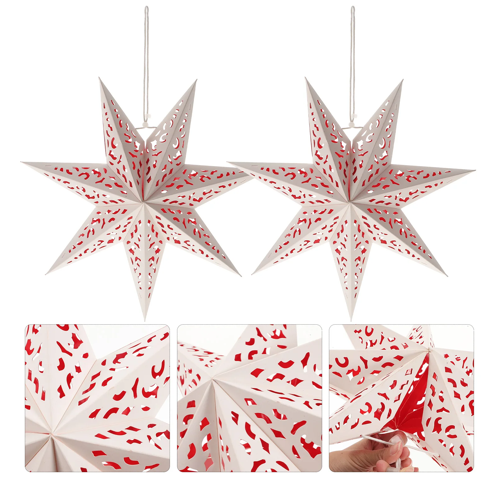 

2Pcs Paper Lantern Cover Lightweight Star Shape Wedding Party Festival Decor Hollow Hanging Reusable Home Bar Restaurant