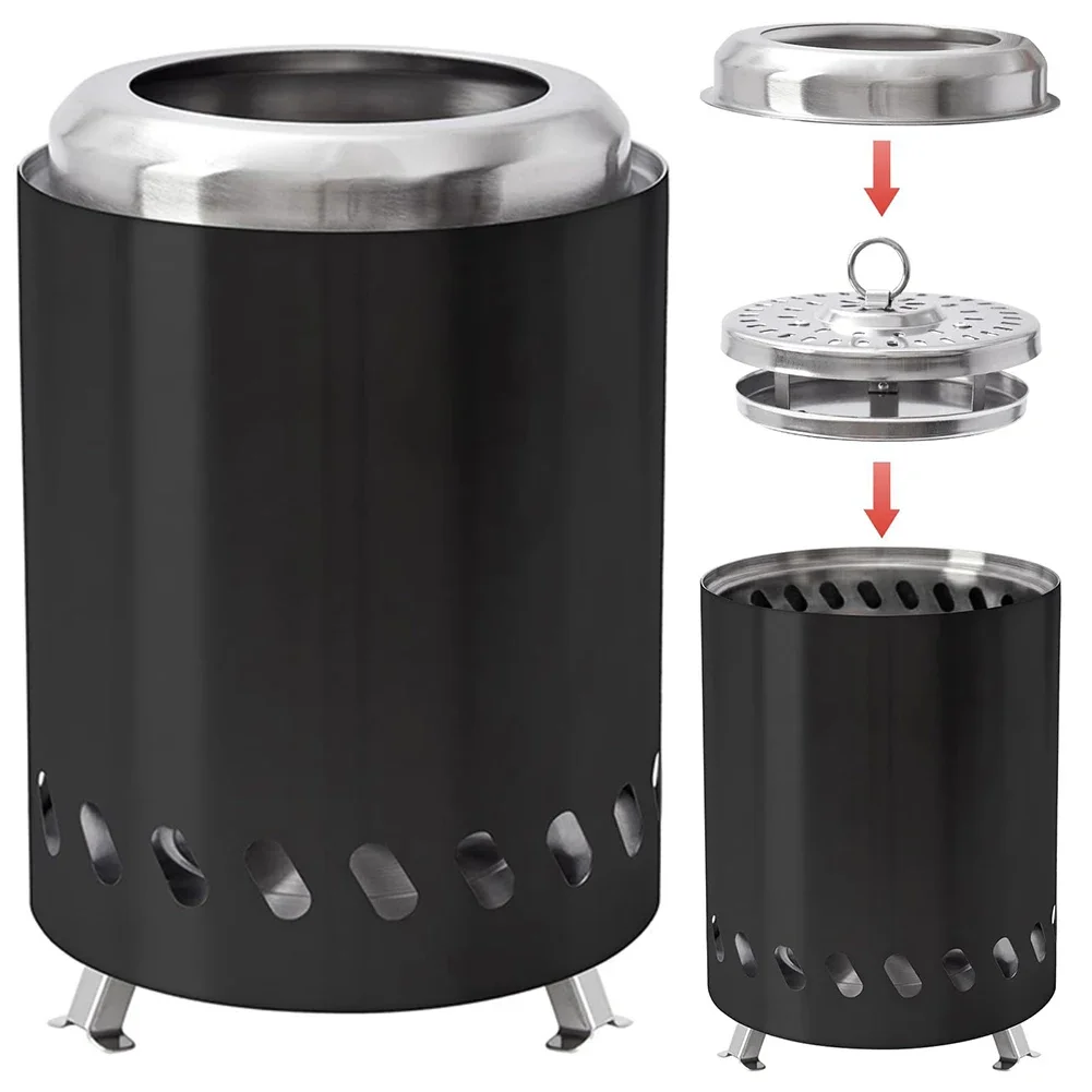 Estufa de escritorio sin humo, estufa de escritorio para interiores y exteriores, Mini estufa portátil para quemar leña o pellets, combustible, hoguera portátil para exteriores