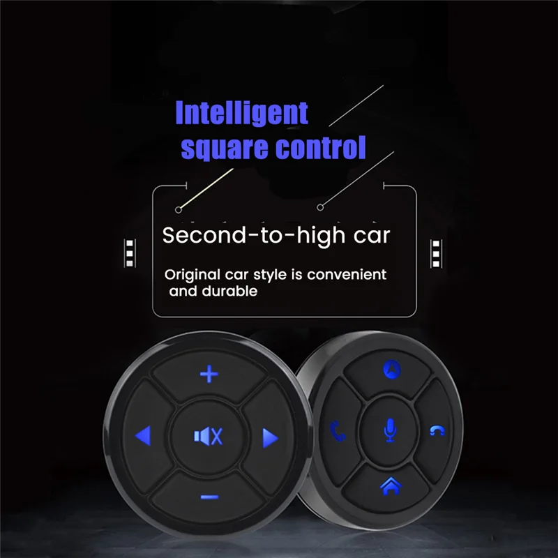 2PCS Car Steering Wheel Control Key Smart Wireless Remote Control Button for Car Navigation DVD Steering Control