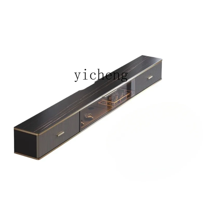 ZC TV cabinet suspended modern simple wall-mounted narrow living room rock slab coffee table combination wall-mounted cabinet