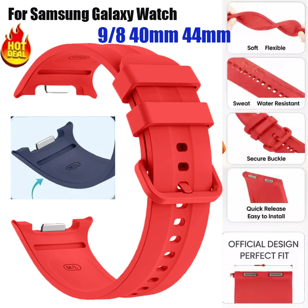 Offizielles Silikonarmband für Samsung Galaxy Watch 9/8 40mm 44mm 1:1 Sportarmband für Galaxy Watch 8 Classic 46mm Zubehör