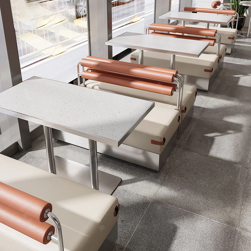 Industrial style milk tea shop commercial stainless steel card seat sofa theme restaurant hotel hot pot shop table and chair
