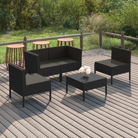 Garden Lounge set 5-tlg. With pads PE rattan Black-Weatherproof & Comfortable for patio area