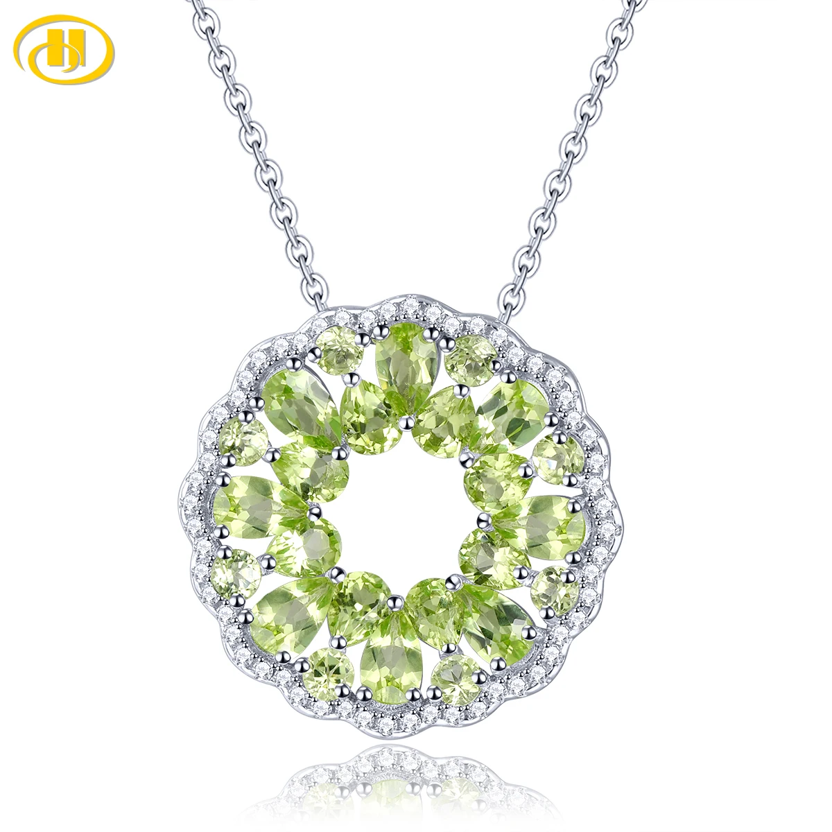 

Подвески из твердого серебра с натуральным перидотом, 3,5 карата, натуральный камень по случаю рождения, ювелирные изделия, романтический дизайн, подарки на годовщину