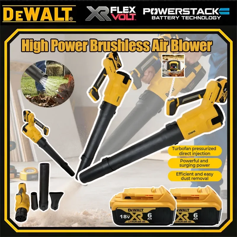 

Беспроводная электрическая воздуходувка DEWALT, ручная, эффективная, для уборки листьев, снега и пыли, совместима с аккумуляторами 18В и 20В.