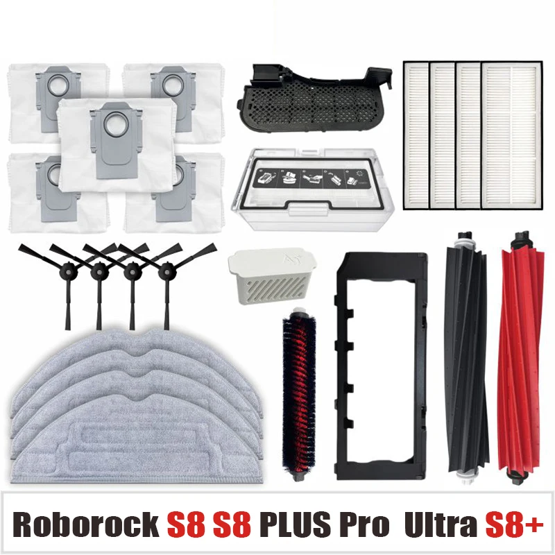 Roborock S8 Pro Ultra S8+ Main Side Brush Hepa Filter Mop Cloth Pad Replacement Cleaner Spare Parts Accessories