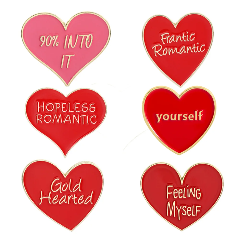 Red Heart-shaped Letter Brooch Girl Heart Sentence Pin Sweatshirt Bag Personalized Decoration Valentine's Day Best Friend Gift