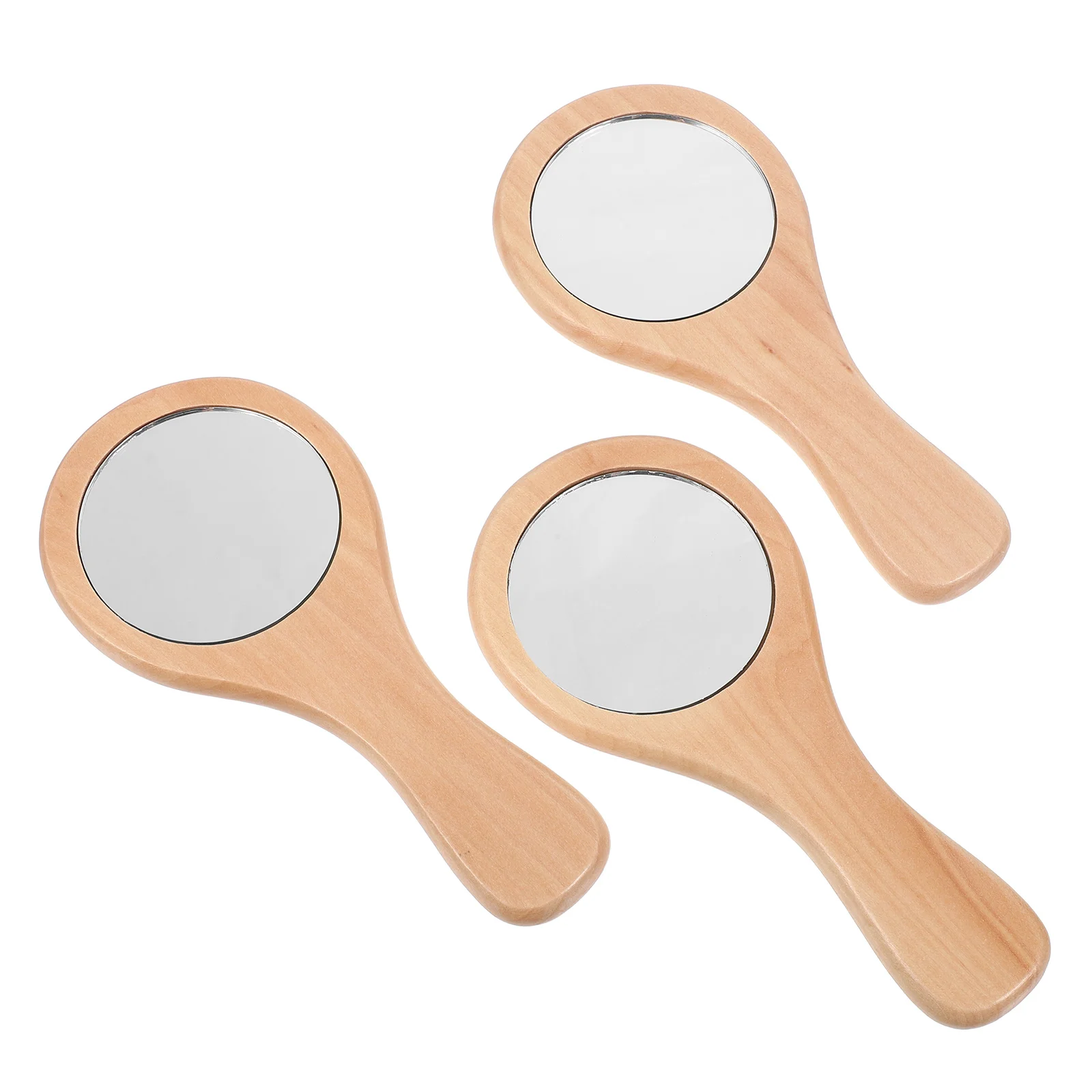 

3Pcs Handheld Makeup Mirror Mini Portable Wooden Frame Travel Small Pocket Mirror Shaving Beauty Handheld Mini Mirrors