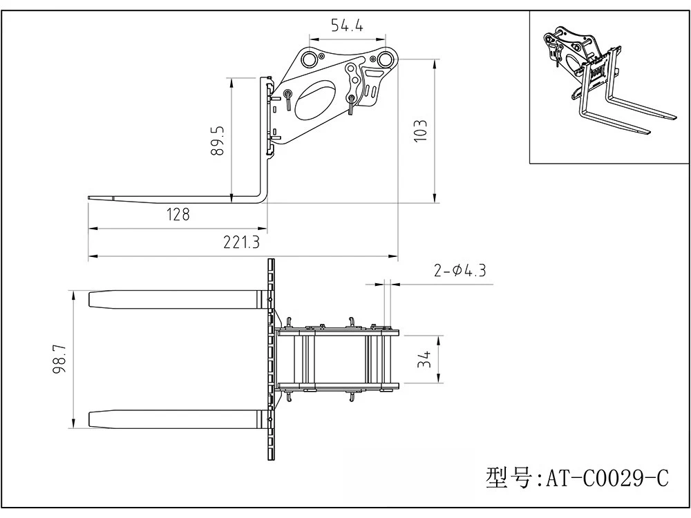 Corpo del carrello elevatore in metallo in scala 1/14 adatto per escavatore idraulico Lesu ET35 RC Toys 1 14