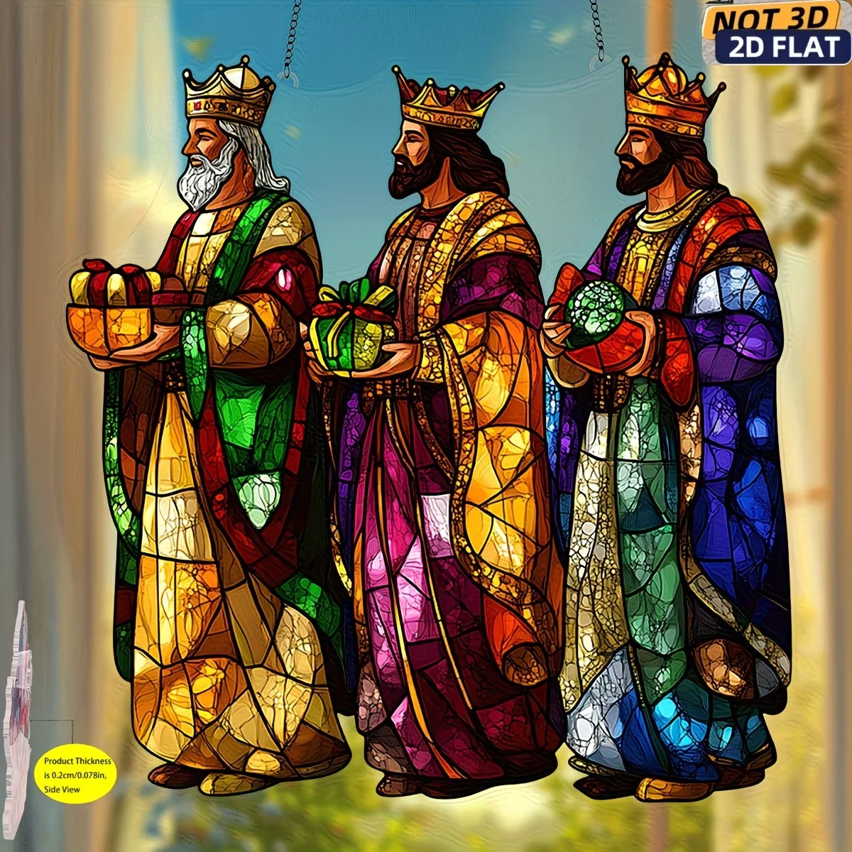 1PCS Three Wise Men And Gift Painted Glass Wall Decoration Christian Garden Interior Decor Doctor Theme Artwork