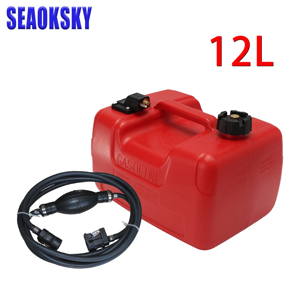 12L Boat Outboard Fuel Tank Oil Box With Connector Red Plastic Anti-static Corrosion-resistant For Boats Yacht Engine Marine