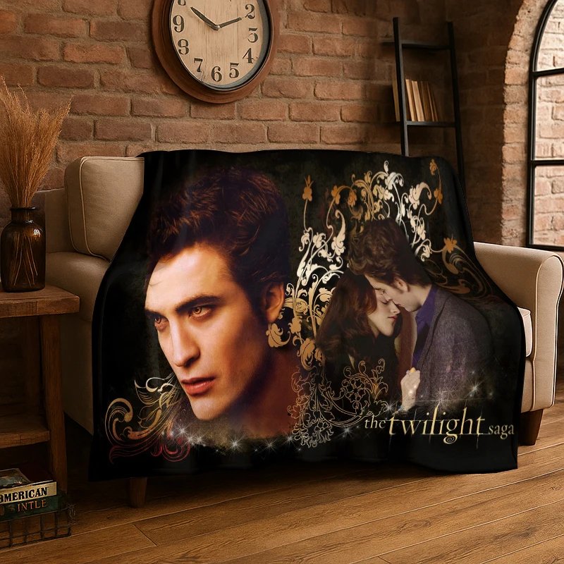 Classic Twilight Saga Edward Bella Flannel Blanket Soft Warm Throw Blanket for Bedroom Living Room Bed Travel Camping Picnic