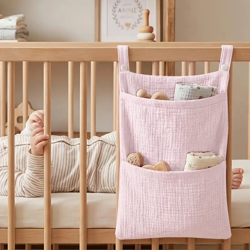 Cotton Blend Multifunctional Baby Hanging Storage Bag Newborn Supplies Organizer Fit For Baby Crib And Stroller Use