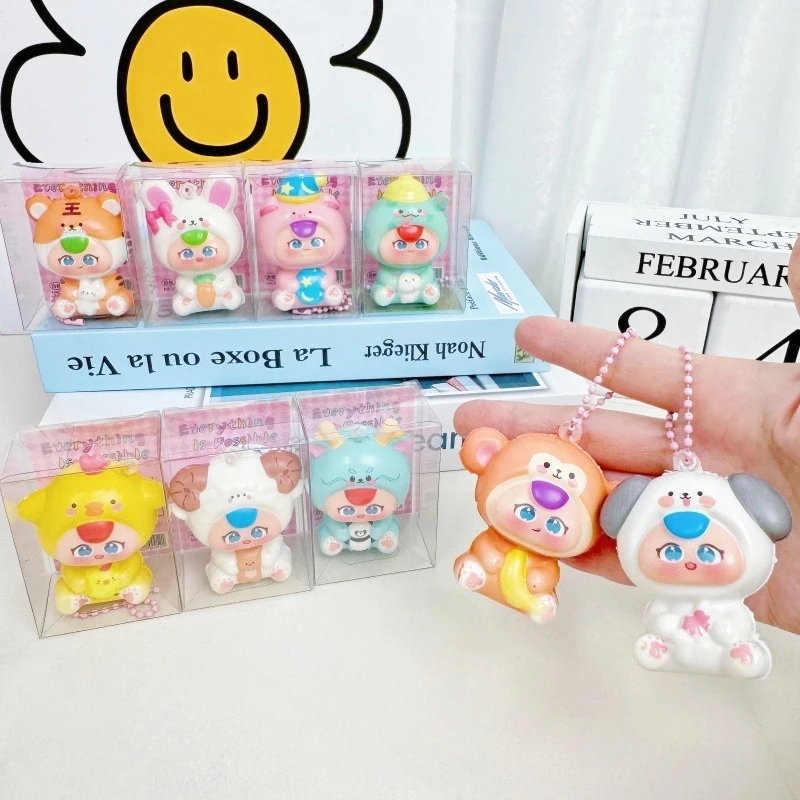 1PC Random Squeeze Toys Cartoon Zodiac Animals Pendant Keychain PU Stress Relief Anxiety Relief Toys Slow Rebound Squishy Toys