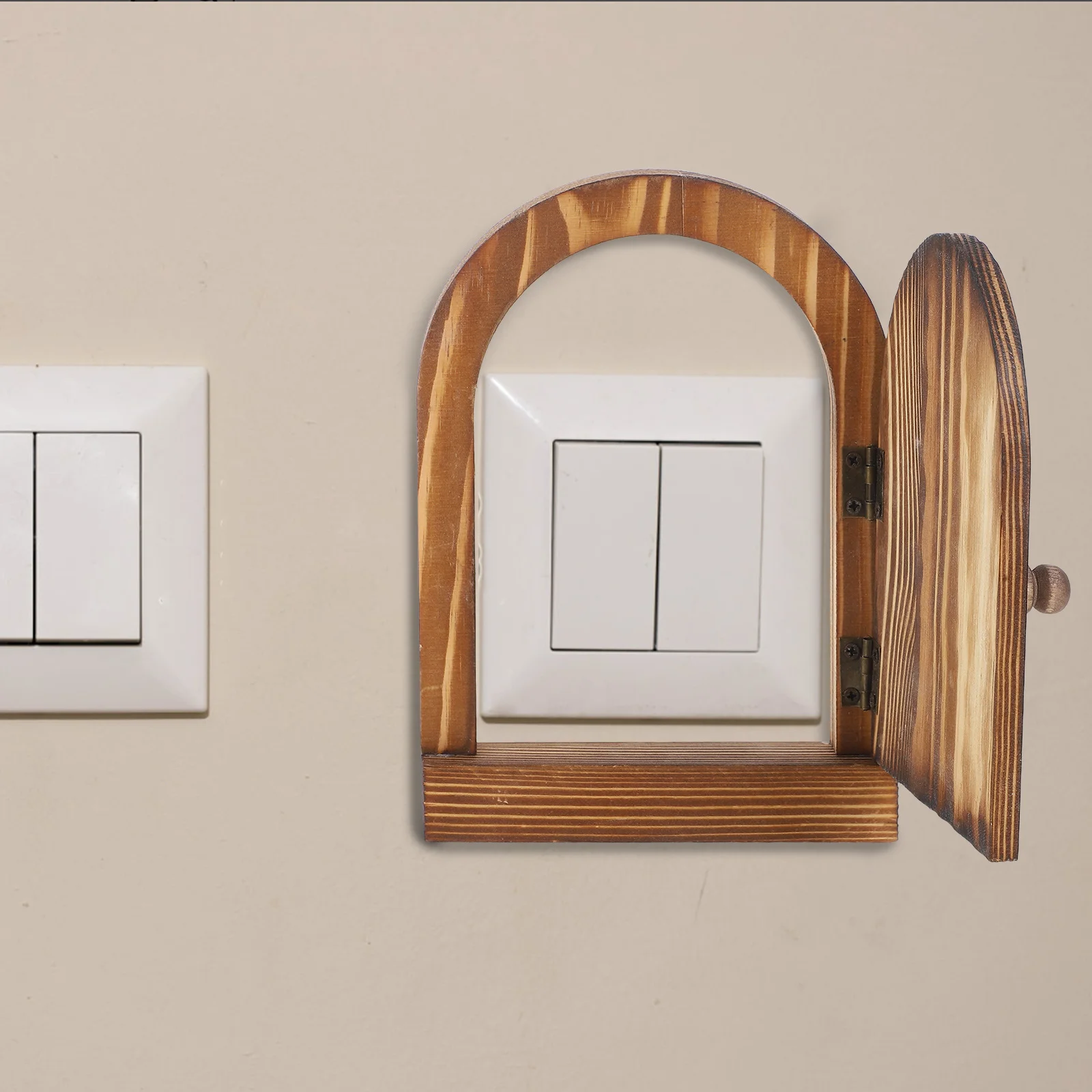 

Solid Wood Door Shaped Switch Cover Decorative Wall Plate Outlet Protector for Bedroom Kitchen Bathroom Lighting