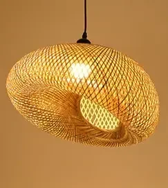 Unique Chinese Style Hanging Lamp Bamboo Weaving Chandelier Kitchen Lampshade Rattan Light Beautiful Modern Bamboo Lampshade