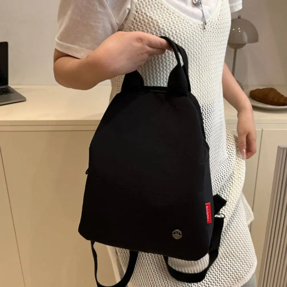 Simple Small Pack Sport Nylon Backpack Korean Style Handbag Solid Color Shoulder Bag Solid Color Retro Backpack Students