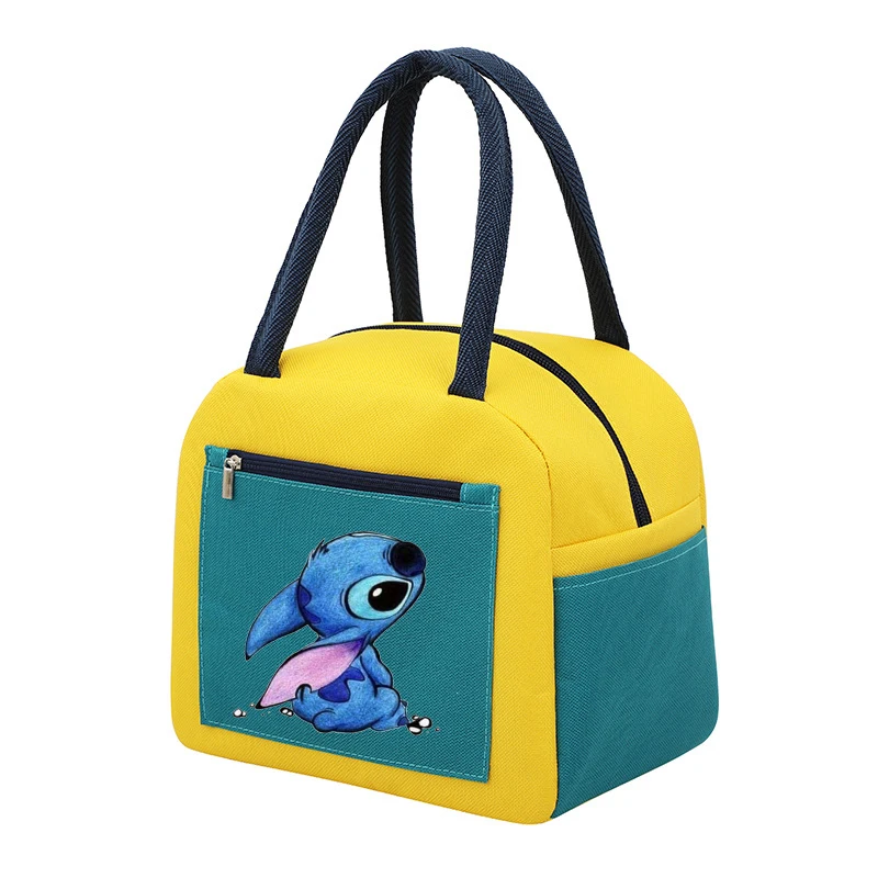 Cute Stitch Lunch Bag Disney Lunch Bags Children Cartoon Printed Food Insulation Bags Girls Fashion Large Capacity Handbags