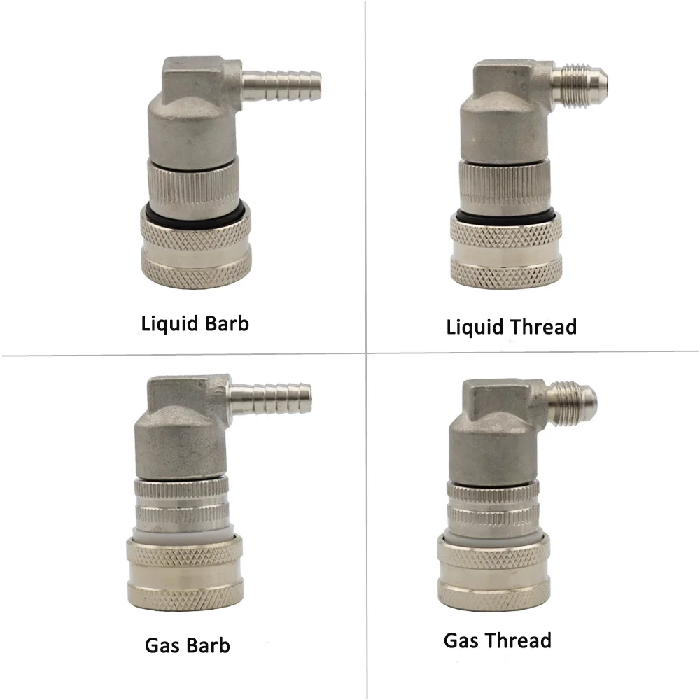 Stainless Steel Ball Lock Connectors Homebrew Beer Cornelius Corny Keg Coupler Quick Disconnect Gas/Liquid 1/4