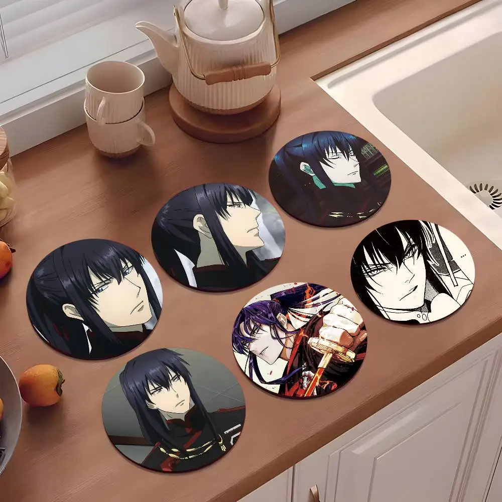 1pc Anime D.Gray-man Yu Kanda Wooden Coaster Colour Printing Cup Mat Home Desk Decoration Gifts
