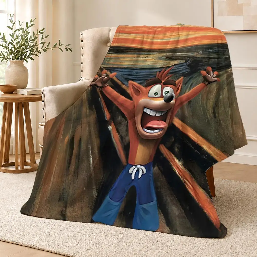 Game Crash Bandicoot Aku Aku Cortex Throw Soft Flannel Throw Blanket for Couch Bed Sofa Warm Cozy Lightweight All Season