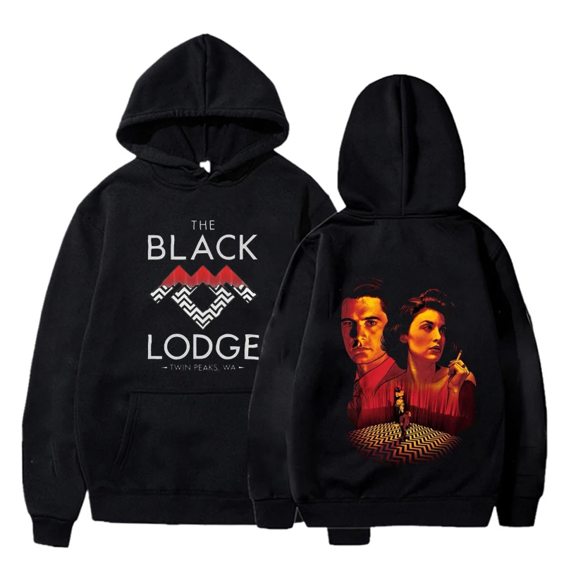 TWIN PEAKS Graphic Trend Black Hoodie Winter Hoodies Loose  Hooded Harajuku Sportswear Pullover Sweatshirt Men Clothing