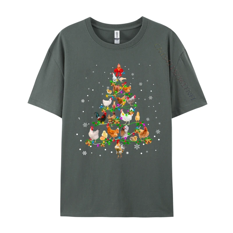 Kip Kerstboom Ornament Decor Kerst T-shirt Heren Modieuze Tops & T-shirts Ronde hals Katoen Normaal