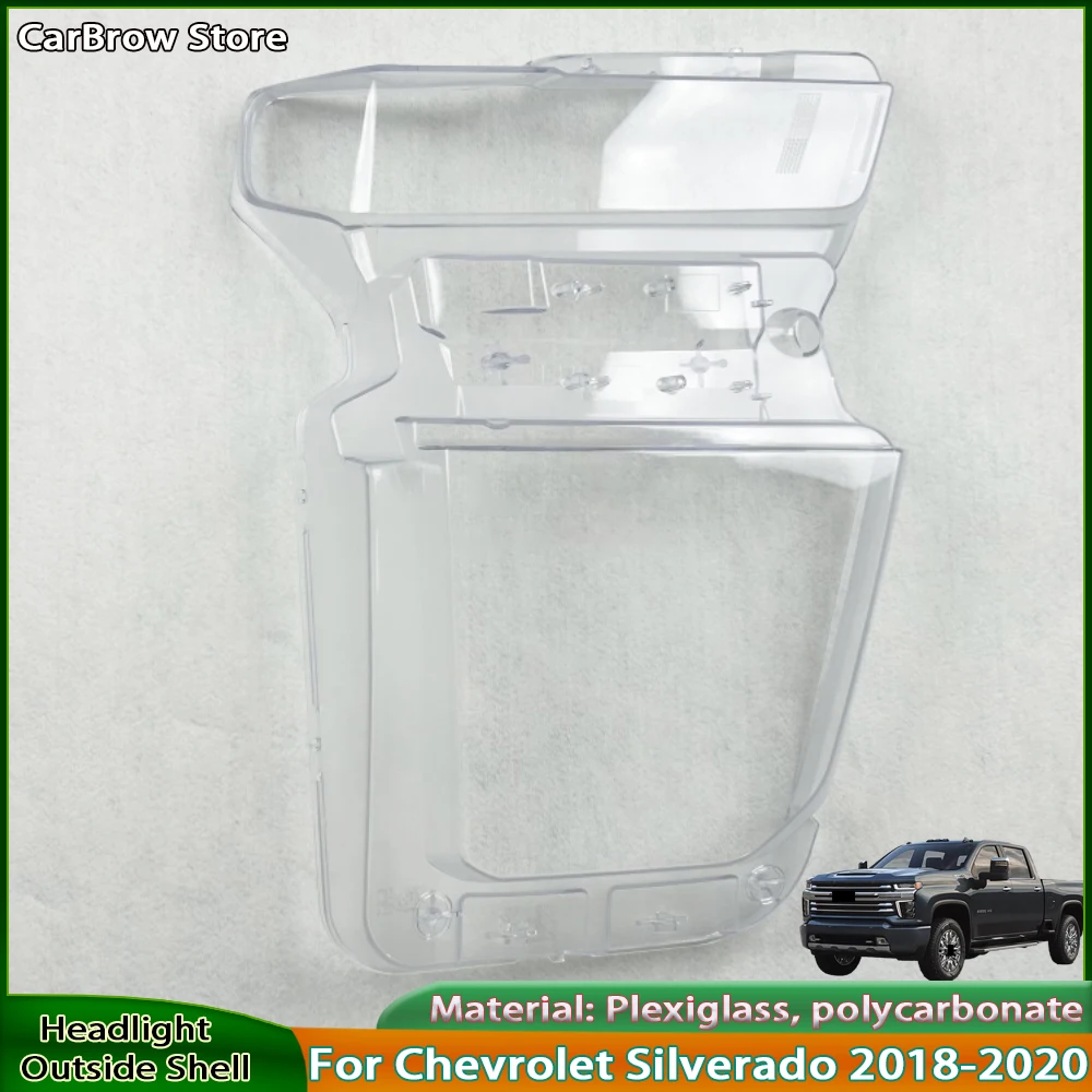 

For Chevrolet Silverado 2018-2020 Headlight Cover Headlamp Shell Transparent Lampshade Case Plexiglass Replace Original Lens