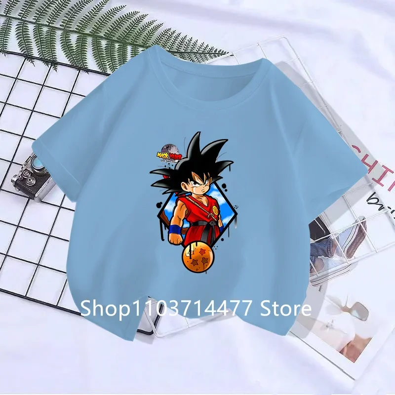 子供用ドラゴンボールパーカー,スポーツTシャツ,悟空服,半袖,夏,男の子,女の子,子供,2022