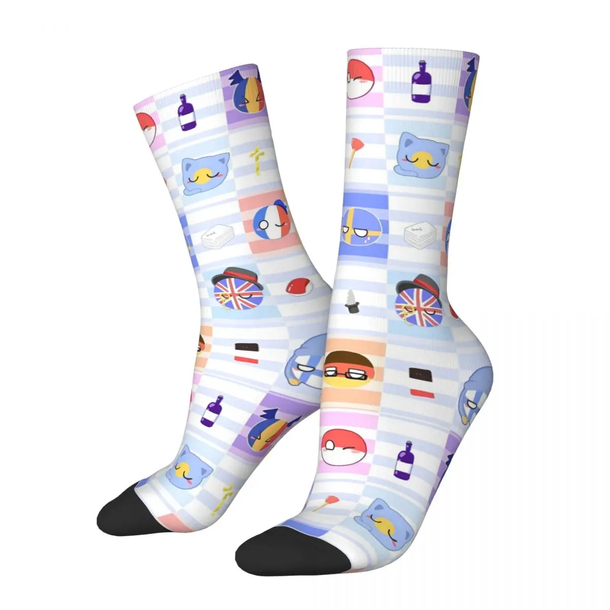 

New Male Men Socks Novelty Cartoon Countryball Sock Polyester Skateboard Women's Socks Spring Summer Autumn Winter