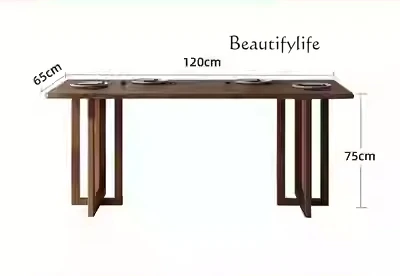 

Nordic medieval style solid wood rattan dining table and chairs household rectangular dining table decoration maison