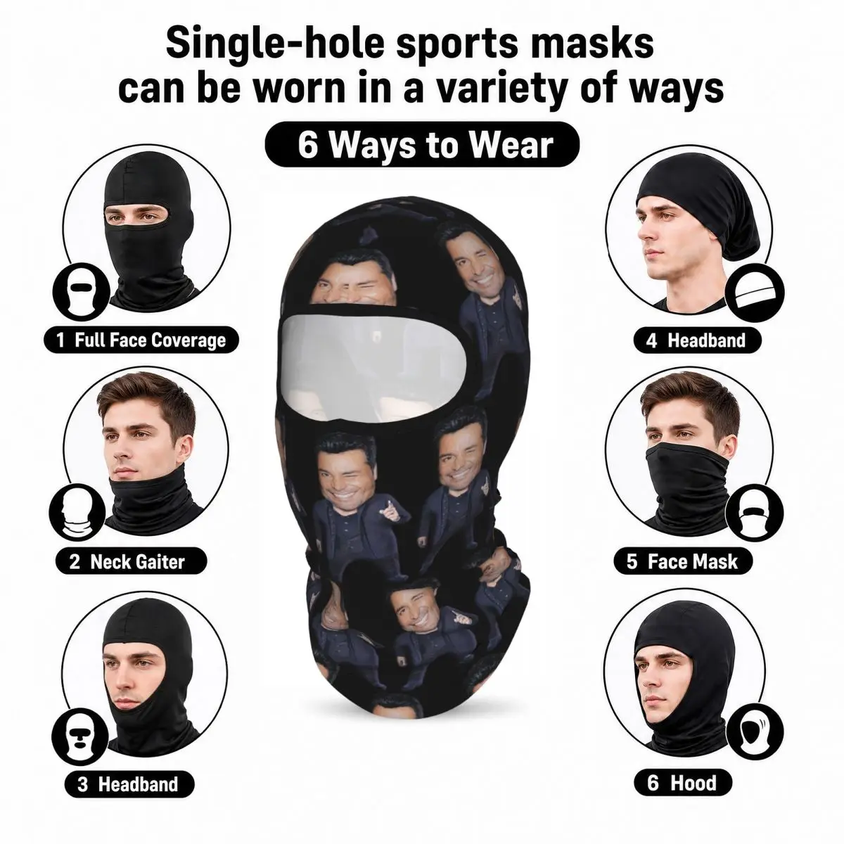 Chayanne Chiquito Meme Breathable Thin Balaclava Full Face Mask Sun Protection Neck Gaiter For Motorcycle Cycling - view 5