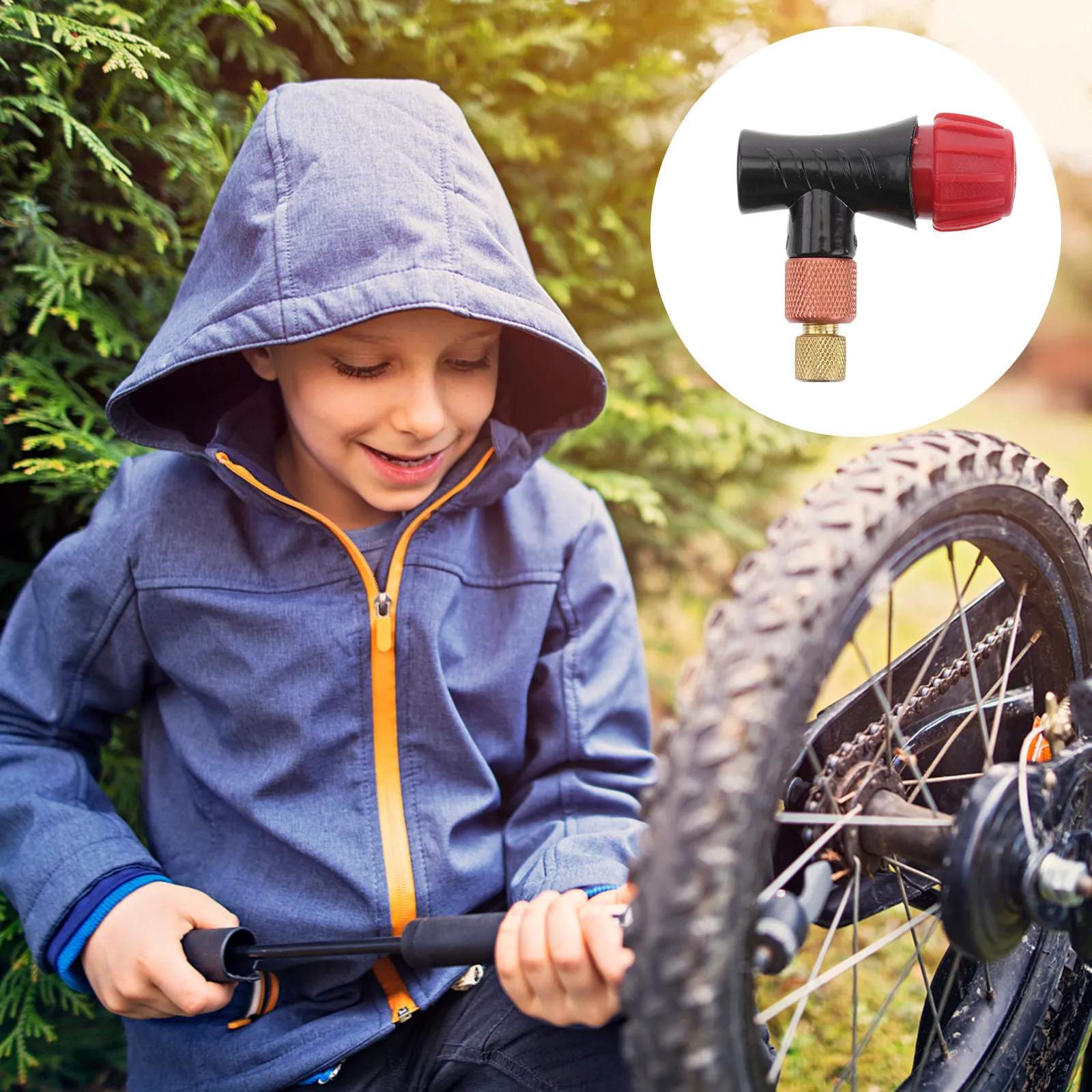 

1Pcs Aluminum Alloy Inflator Head Compatible with Presta and Valves Rotary Airflow Control Bike Pump Adapter for Co2