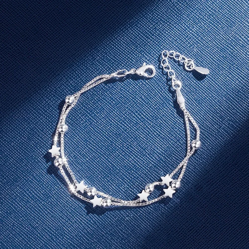 Hot Couple Gifts 925 Sterling Silver Beautiful Stars Bracelets For Women Fashion Designer Party Wedding Engagement Jewelry