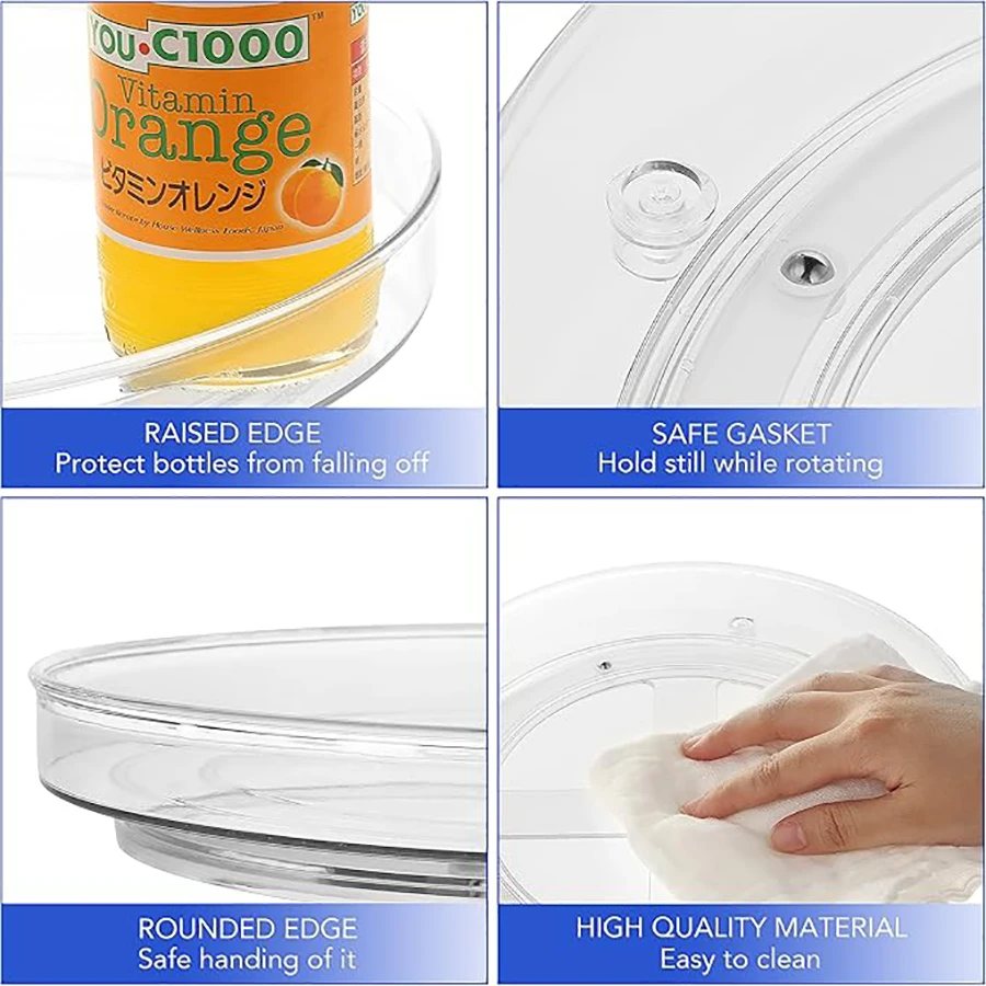 منظم الخزانات، قرص دوار بلاستيكي دائري كسول سوزان للخزائن، وخزائن الطعام، وأسطح الطاولات، والطاولات، والثلاجات