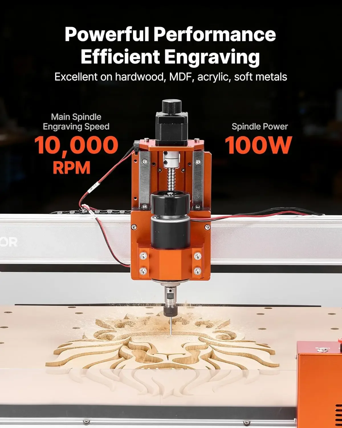 CNC Router Machine, 100W Spindle, 3-Axis Wood Engraving Milling Machine, with 15.75 x 15.75 x 3.74 in Working Area, Linear