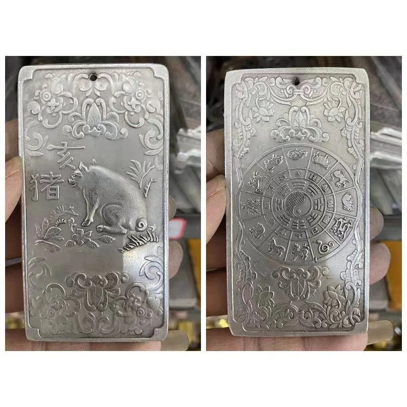 Placa de cintura del zodiaco coleccionable, adorno de Metal colgante de cobre blanco