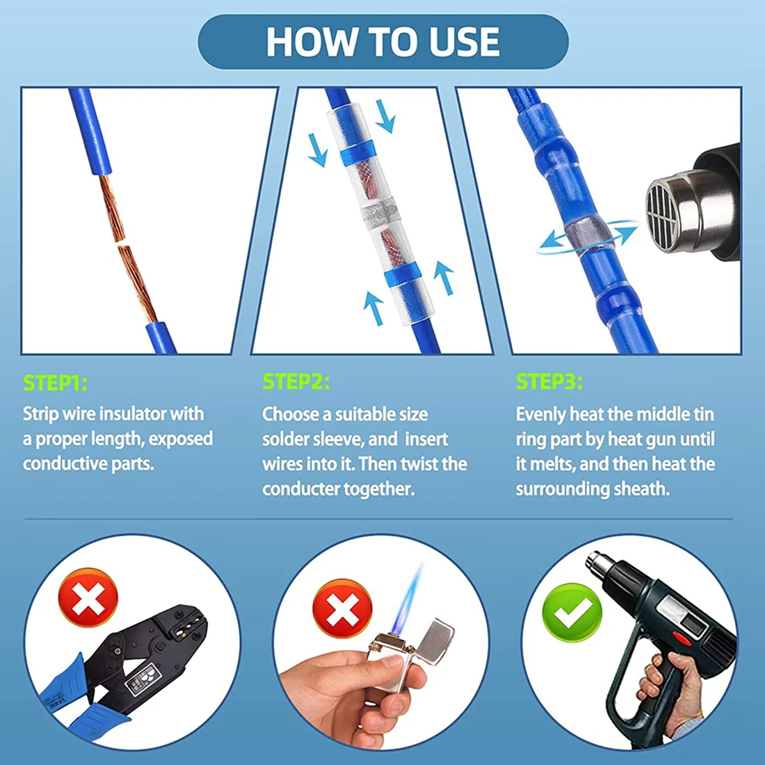 50PCS Solder Seal Wire Connectors, Waterproof and Insulated Heat Shrink Solder Connectors, Butt Splice