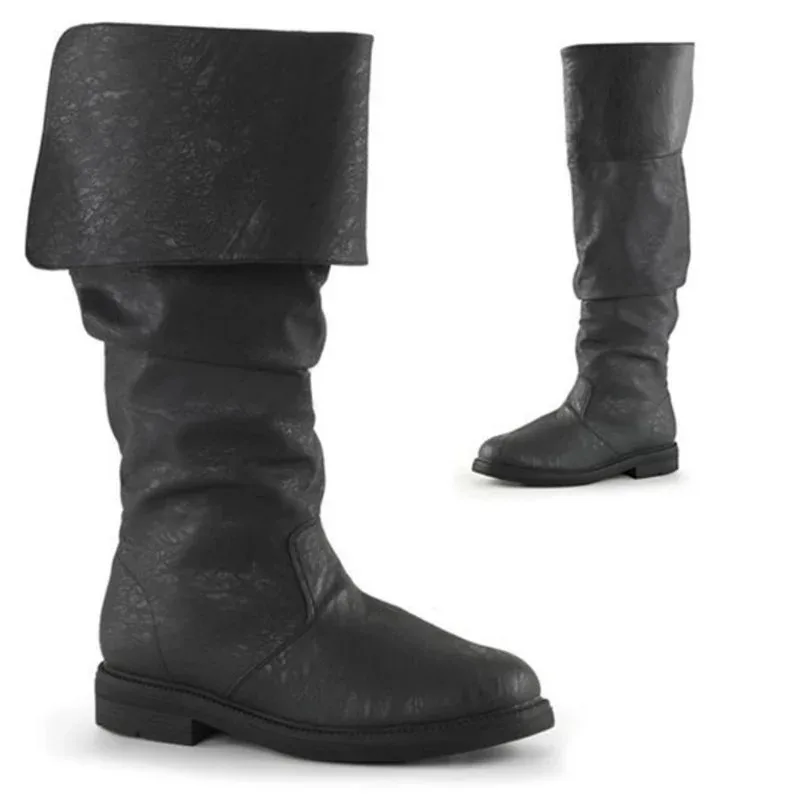 

New 2025 Medieval Men Knight Prince Cosplay Gothic Retro Punk Leather Boots Halloween Carnival Stage Party Props Shoes Elf V❤❤dd