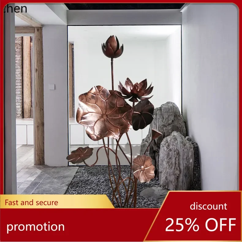 D12- Stainless steel lotus leaf sculpture soft decoration hotel pool forged iron metal lotus flower landscape decoration
