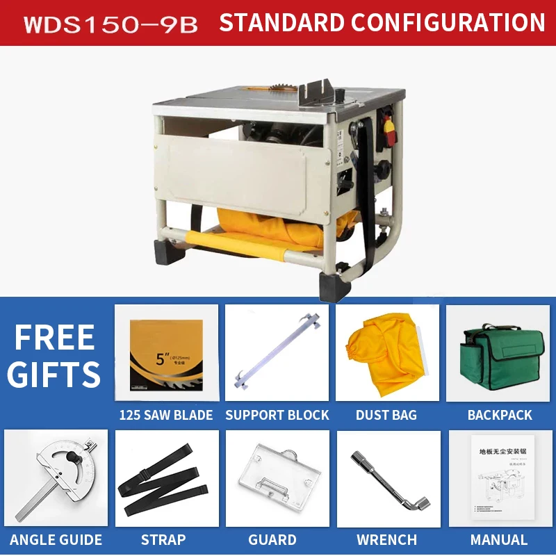 Dust-Free Electric Saw for Woodworking, 220V Bench Saw, Push-Pull Sliding Table Saw, Brushless Quiet Saw, Woodworking Cutting