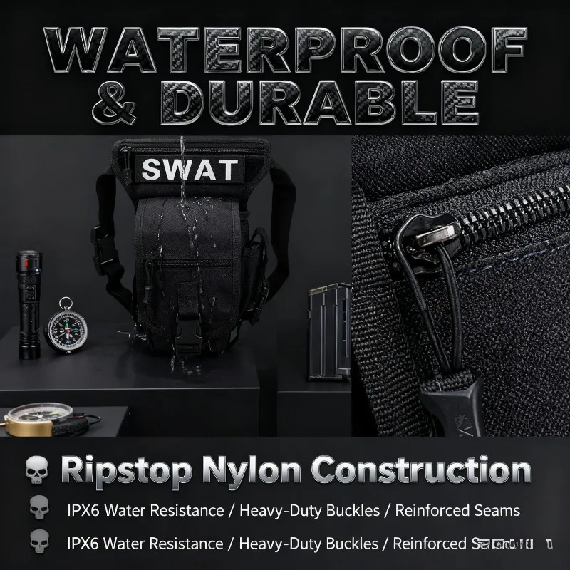 

Unisex Outdoor Leg Bag Waterproof Nylon Military-Style Cycling Bag Multi-Functional Shoulder Bag for Sports