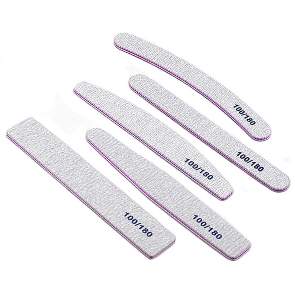 25 Teile/los Grau Schleifpapier Nagelfeile 100/180 Doppelseitige Puffer Block Polierer Pediküre Maniküre Nail art Dateien Nägel Accesorios – Detail 11
